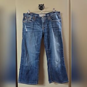 Y2K Big Star Blue Capri Cropped Denim